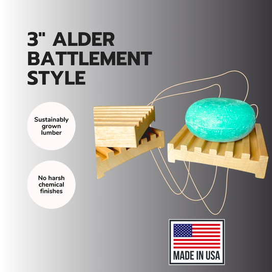 3" Alder Battlement Style Soap Dish
